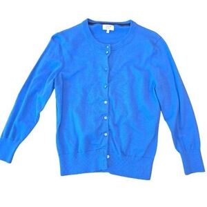 Womens M Royal Blue Button Front Cardigan Sweater Preppy Academia Work Layering